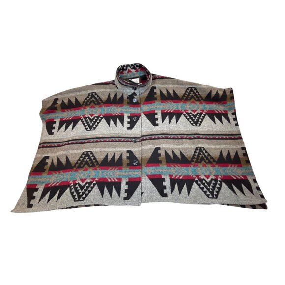 Thread & Supply Womens Multicolor Southwestern Aztec Poncho Shawl One Size - Picture 4 of 7